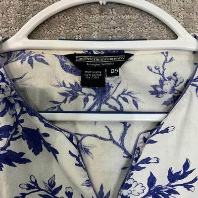 621 J. Peterman Blue and White Cotton  with Carol Hockman House Dress