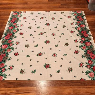 Lot #58  Vintage Cotton Christmas Tablecloth