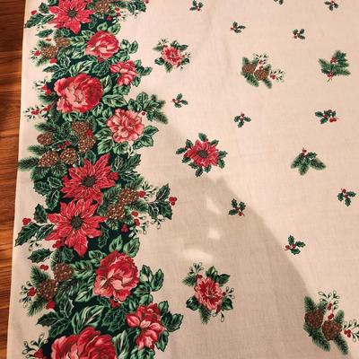 Lot #58  Vintage Cotton Christmas Tablecloth