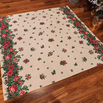 Lot #58  Vintage Cotton Christmas Tablecloth