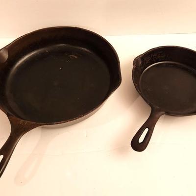 Lot #61  Lot of 2 vintage Cast Iron Skillets