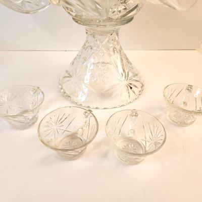 Lot #63  American Prescut Punch Bowl on Stand - 14 cups