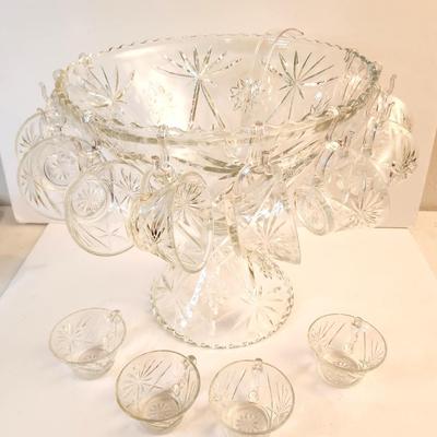 Lot #63  American Prescut Punch Bowl on Stand - 14 cups