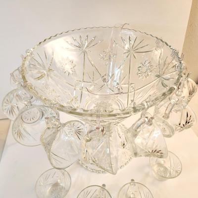 Lot #63  American Prescut Punch Bowl on Stand - 14 cups