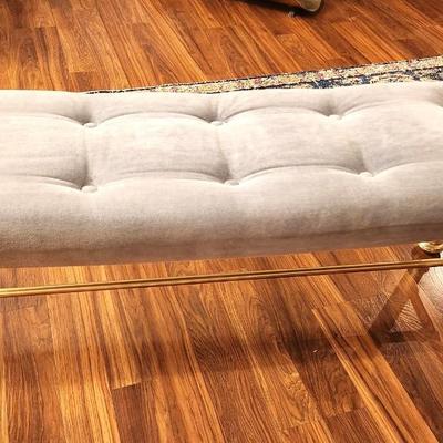 Lot #84  Upholstered Bed Bench - Brass Finish