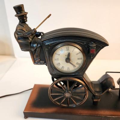 Lot #88 Fantastic Vintage Mantle Clock - Horse & Carriage - Mechanical - works!