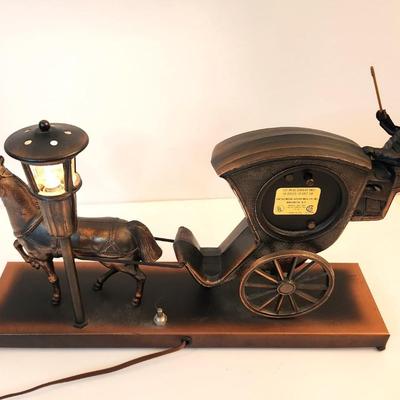 Lot #88 Fantastic Vintage Mantle Clock - Horse & Carriage - Mechanical - works!