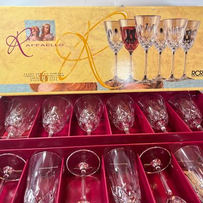 Raffaelo Crystal glasses 6 Champage 6 Wine/ water new in Box