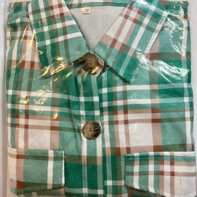 22 Green & Brown Plaid Light Jackets New in Package Sizes S - XXL