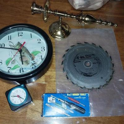 8 IN 1 HANDY TOOLS, SAW BLADE AND TROUT WALL CLOCK