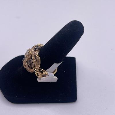 Effy 14K Gold Ring With Espresso & White Diamonds