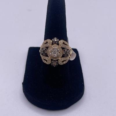 Effy 14K Gold Ring With Espresso & White Diamonds