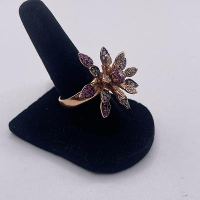 Effy Nature 14K Rose Gold Ruby, Sapphire and Diamond Blossoming Flower Ring