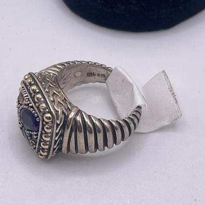 Effy 925 Sterling Silver & 18 K Gold Accent  Multi Gemstone Ring