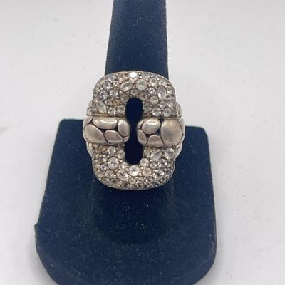 John Hardy Sterling Silver Kali Lava Pave White Sapphire Ring
