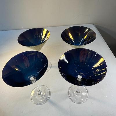SWANKY BRONZE FINISH GLASS MARTINI GLASSES SET OF 4