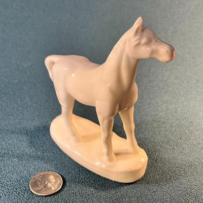 WHITE CERAMIC HORSE FIGURINE MADE IN JAPAN