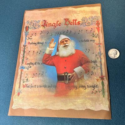 FRAMABLE VINTAGE CHRISTMAS CAROL COVER SHEETS w/ POEMS ON BACK "JINGLE BELLS"