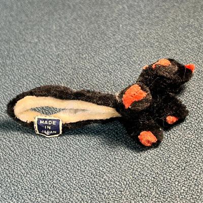 VINTAGE FUZZY LITTLE SKUNK FIGURINE, MADE IN JAPAN
