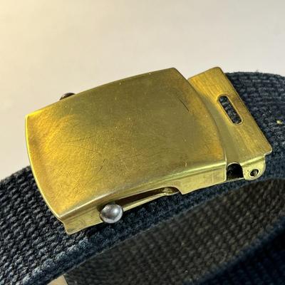 MEN'S BLACK CANVAS WEB BELT WITH BRASS BUCKLE SIZE 38