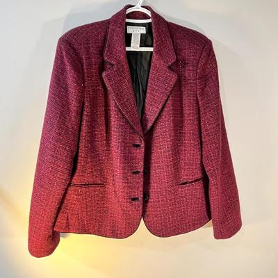 FESTIVE HOLIDAY BLAZER w/ GOLD FLECKS & BLACK SATIN PIPING TRIM, BUTTONS  SIZE XL