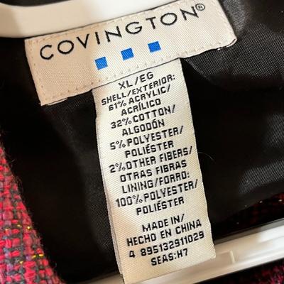 FESTIVE HOLIDAY BLAZER w/ GOLD FLECKS & BLACK SATIN PIPING TRIM, BUTTONS  SIZE XL