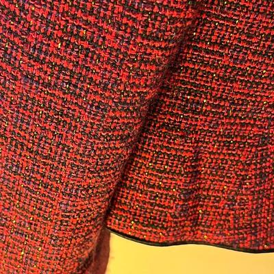 FESTIVE HOLIDAY BLAZER w/ GOLD FLECKS & BLACK SATIN PIPING TRIM, BUTTONS  SIZE XL