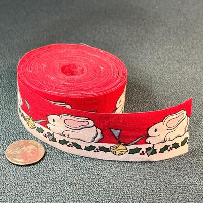 40 FT. ROLL OF FABRIC RIBBON CHRISTMAS BUNNIES