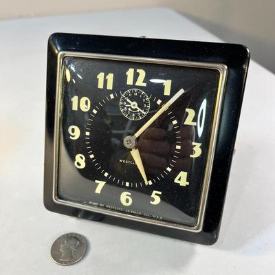 COOL VINTAGE ART DECO BLACK & WHITE ALARM CLOCK