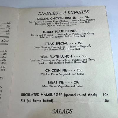 OLD "THE DOLL HOUSE" RESTAURANT MENU 1513 S. MAIN ST SALT LAKE CITY
