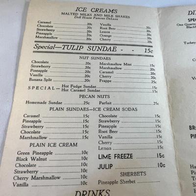 OLD "THE DOLL HOUSE" RESTAURANT MENU 1513 S. MAIN ST SALT LAKE CITY