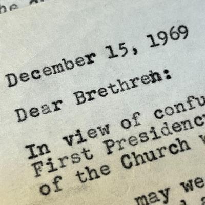 1969 "THE NEGRO QUESTION" PRE-REVELATION LETTER FROM L.D.S. FIRST PRESIDENCY 