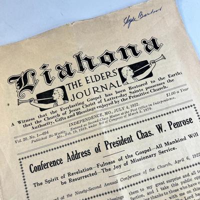 1922 "LIAHONA- THE ELDER'S JOURNAL" 