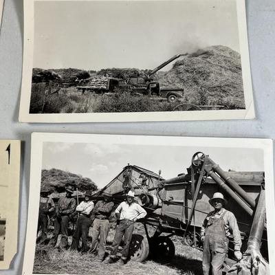 OLD TIME PHOTOS OF FARM & MACINERY CREW IN FIELD  7 COUNT