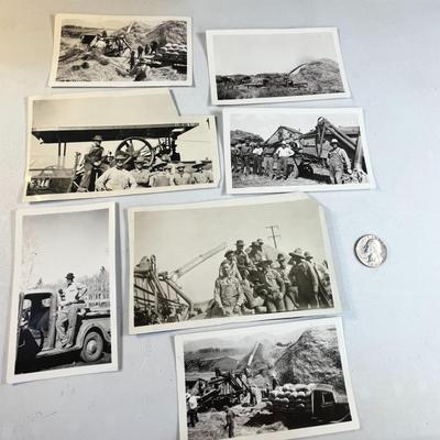 OLD TIME PHOTOS OF FARM & MACINERY CREW IN FIELD  7 COUNT