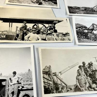 OLD TIME PHOTOS OF FARM & MACINERY CREW IN FIELD  7 COUNT
