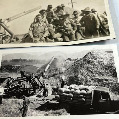 OLD TIME PHOTOS OF FARM & MACINERY CREW IN FIELD  7 COUNT
