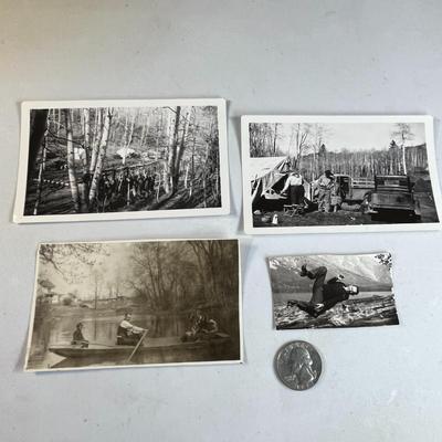 EARLY OUTDOORS HUNTING CANOEING PHOTOS X 4
