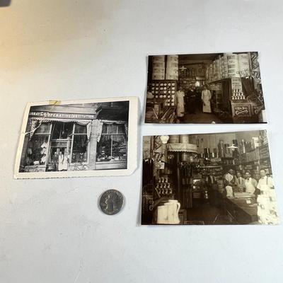 GROUP OF 3 EARLY GENERAL STORE PHOTOS- 1 EXTERIOR (MURRAY), 2 INTERIOR