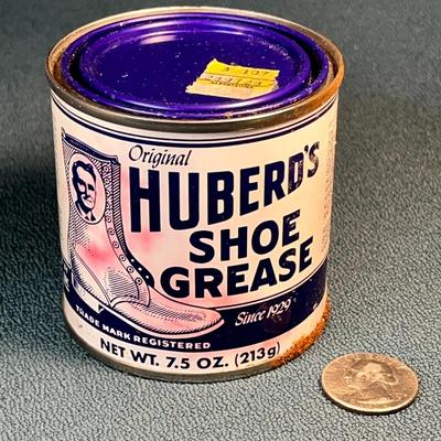 VINTAGE ORIGINAL HUBERD'S SHOE GREASE TIN WEATHERPROOFER/CONDITIONER FOR LEATHER