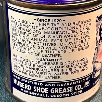 VINTAGE ORIGINAL HUBERD'S SHOE GREASE TIN WEATHERPROOFER/CONDITIONER FOR LEATHER