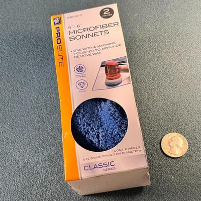 NEW IN PACKAGE 2 MICROFIBER BONNETS FOR USE WITH MACHINE POLISHER TO APPLY OR REMOVE WAX