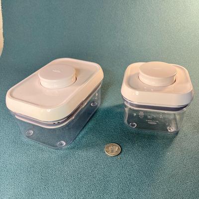 PAIR OF OXO PUSH BUTTON VACUUM SEALED CONTAINERS  .3 QT. & .5 QT.