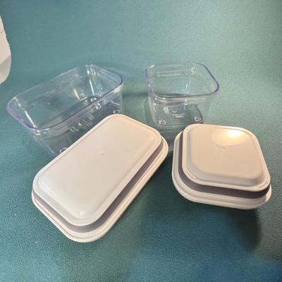 PAIR OF OXO PUSH BUTTON VACUUM SEALED CONTAINERS  .3 QT. & .5 QT.