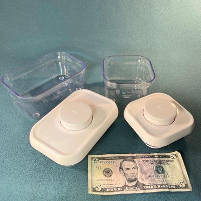 PAIR OF OXO PUSH BUTTON VACUUM SEALED CONTAINERS  .3 QT. & .5 QT.