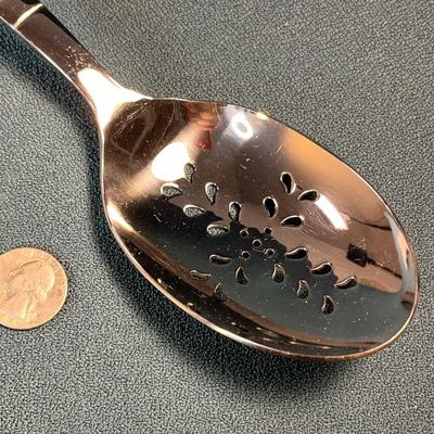 VERY LONG HANDLED FANCY SLOTTED SERVING SPOON