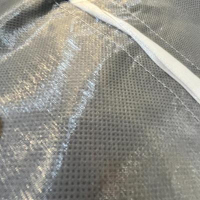 LARGE SHIMMERY SILVER GIFT BAG WITH WHITE SATIN RIBBON DRAW STRING CLOSURE