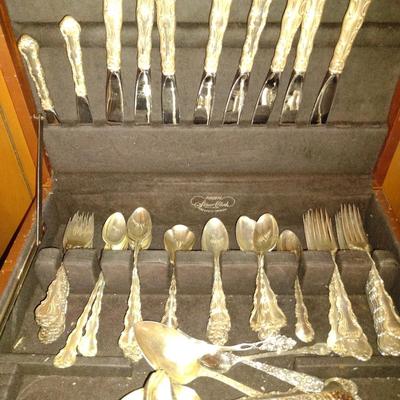 Vintage Gorham Sterling Silver Flatware Set with Wood Box Approximately 65pcs