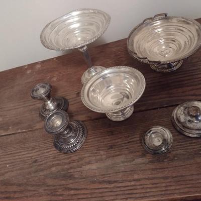 Collection of Weighted Sterling Silver Service Pieces