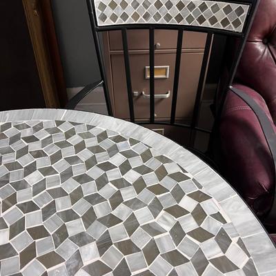 Tile patio table 4 metal chairs with tile backs